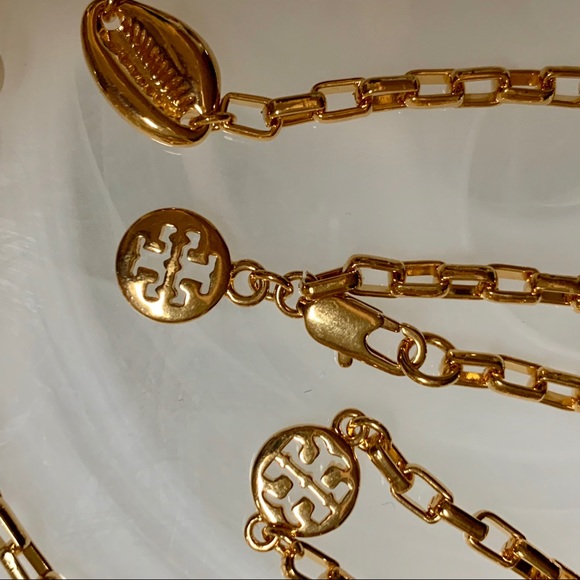 TORY BURCH MIKAH GOLD PLATED STATION NECKLACE NWOT - Picture 3 of 8